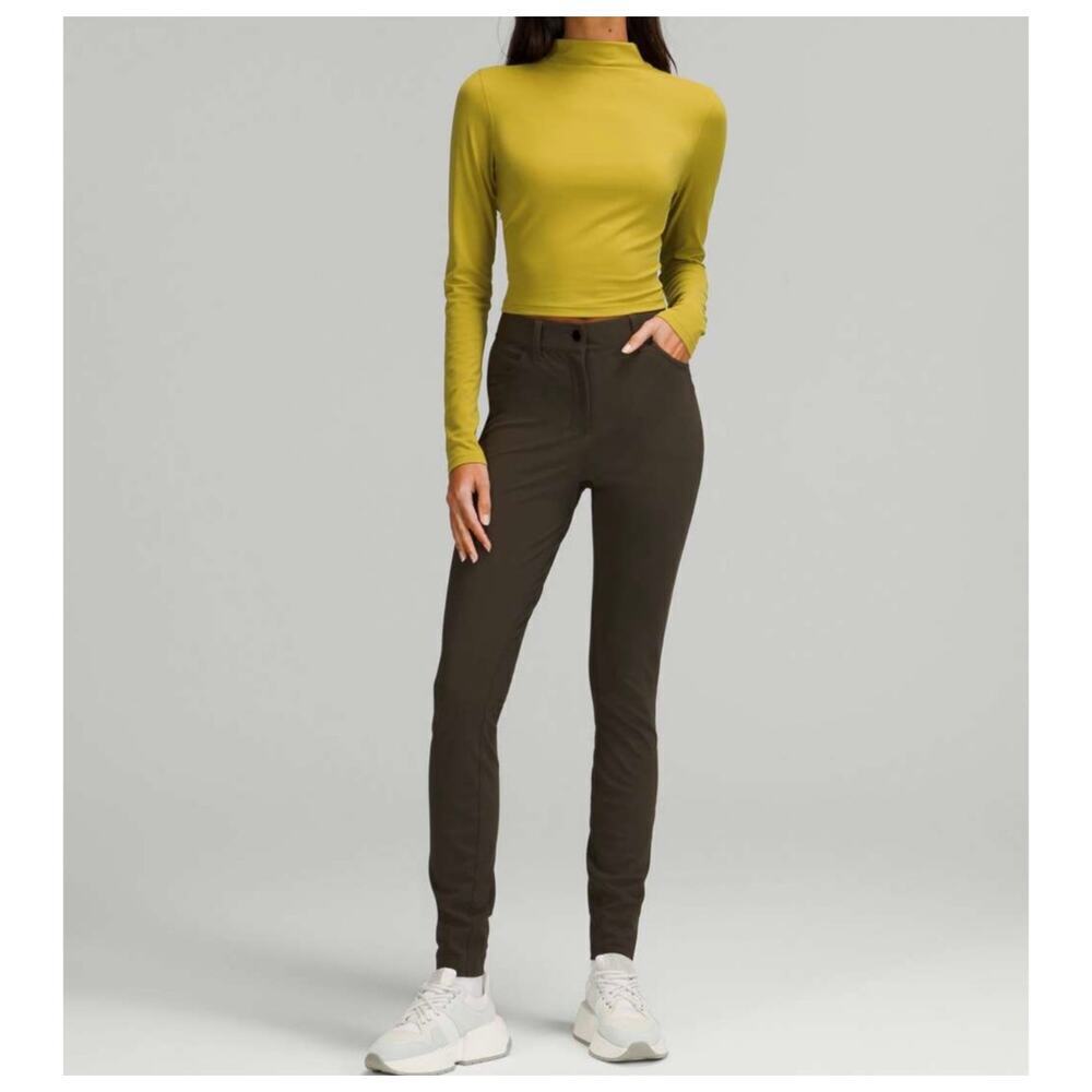 Lululemon City Sleek 5 Pocket Pant High Rise Slim Fit Dark Olive Green Size 28